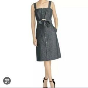 NWT RACHEL RACHEL ROY Athena Chambray Denim Midi Dress in Graphite Combo Size 0